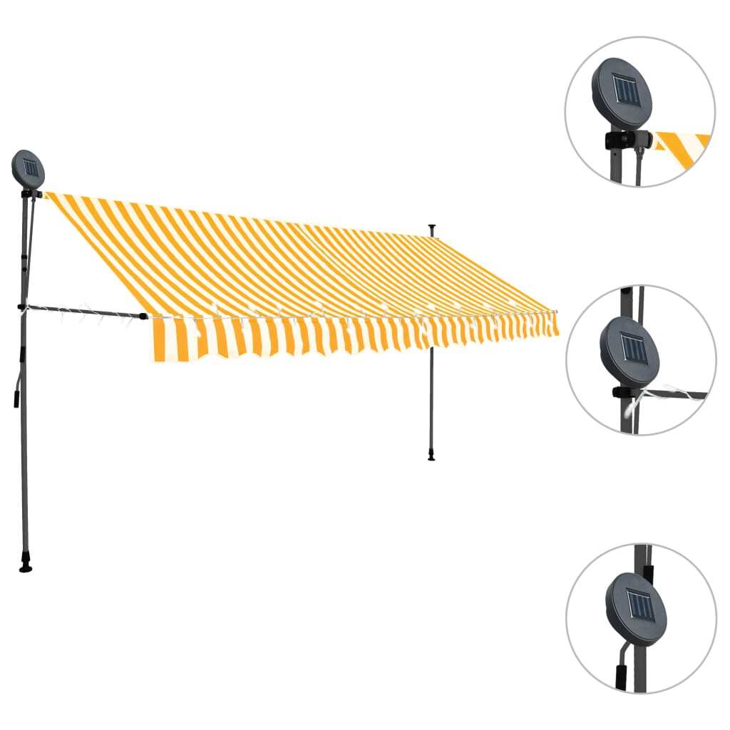 Manual Retractable Awning with LED 157.5" White and Orange