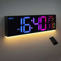 16" Large Digital Wall Clock, Big LED Display with Remote, 8 RGB Color, Alarm, DST, Temperature for Living Room, Kitchen 26L0122