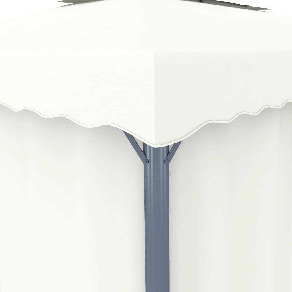 Gazebo with Curtain 9.8'x9.8'Cream White Aluminum