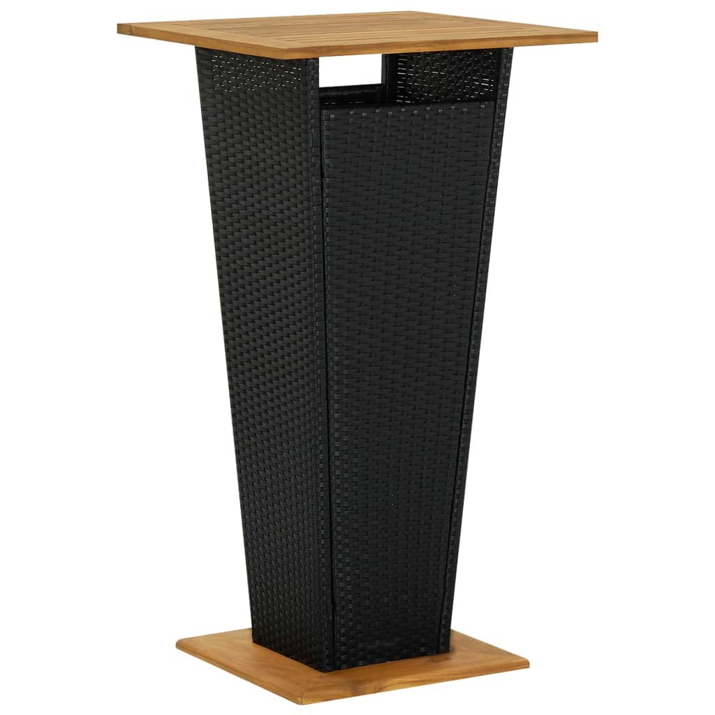 5 Piece Patio Bar Set with Cushions Poly Rattan Black