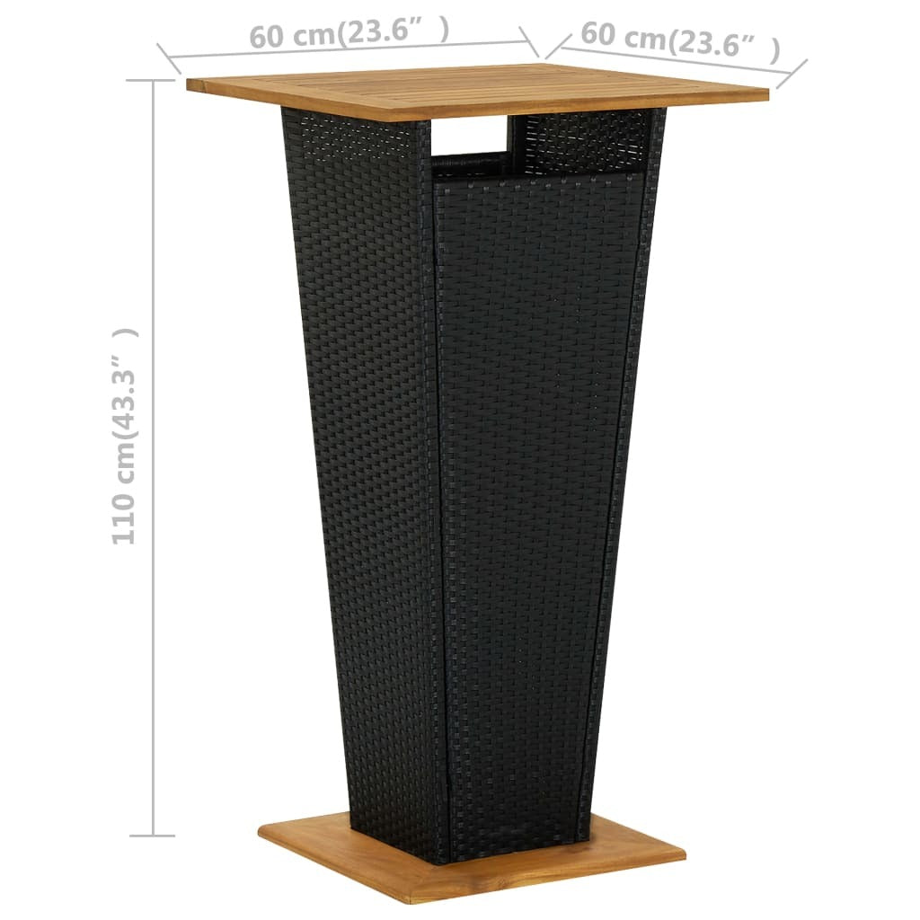 5 Piece Patio Bar Set with Cushions Poly Rattan Black