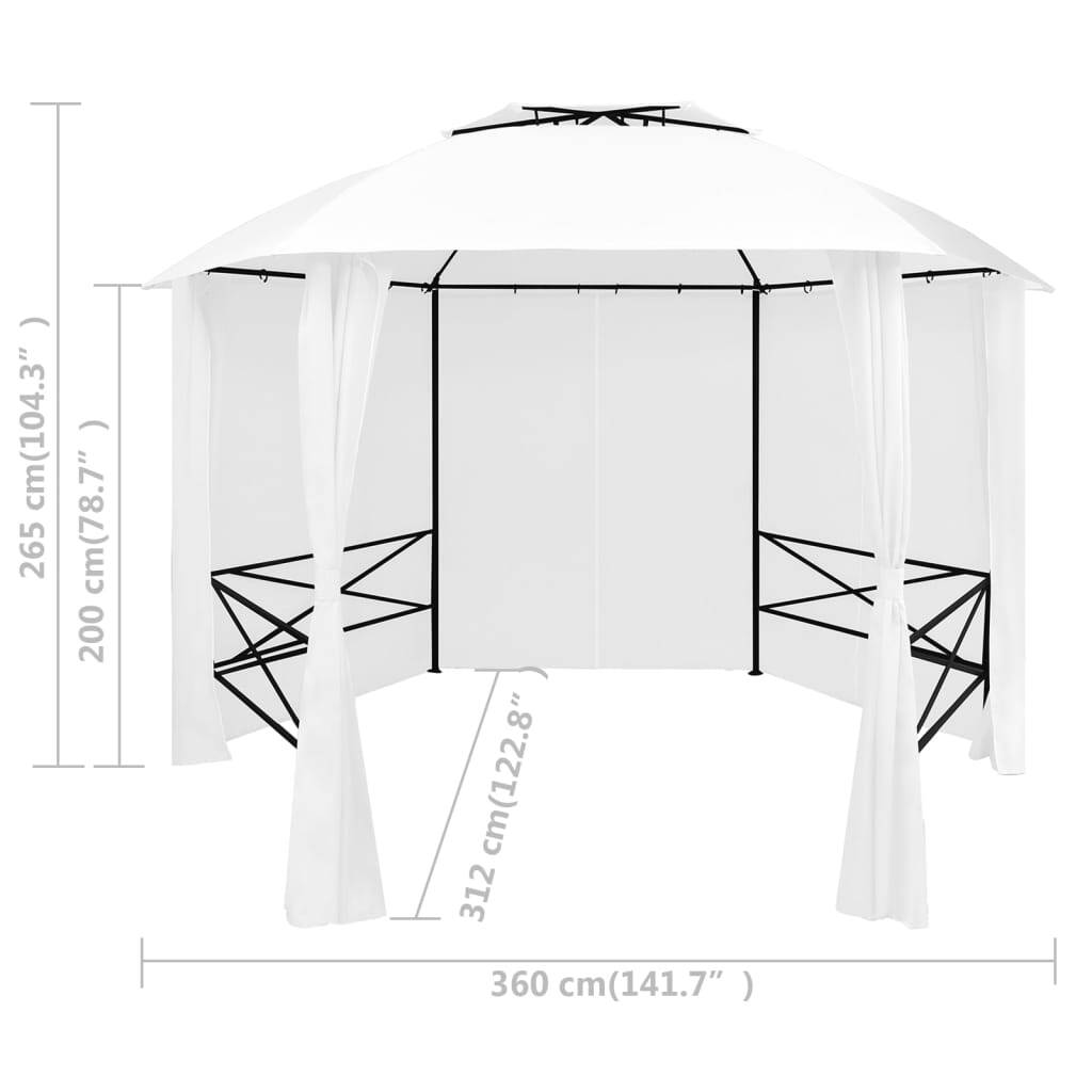 Garden Marquee with Curtains 141.7"x122.8"x104.3" White 0.6 oz/ft