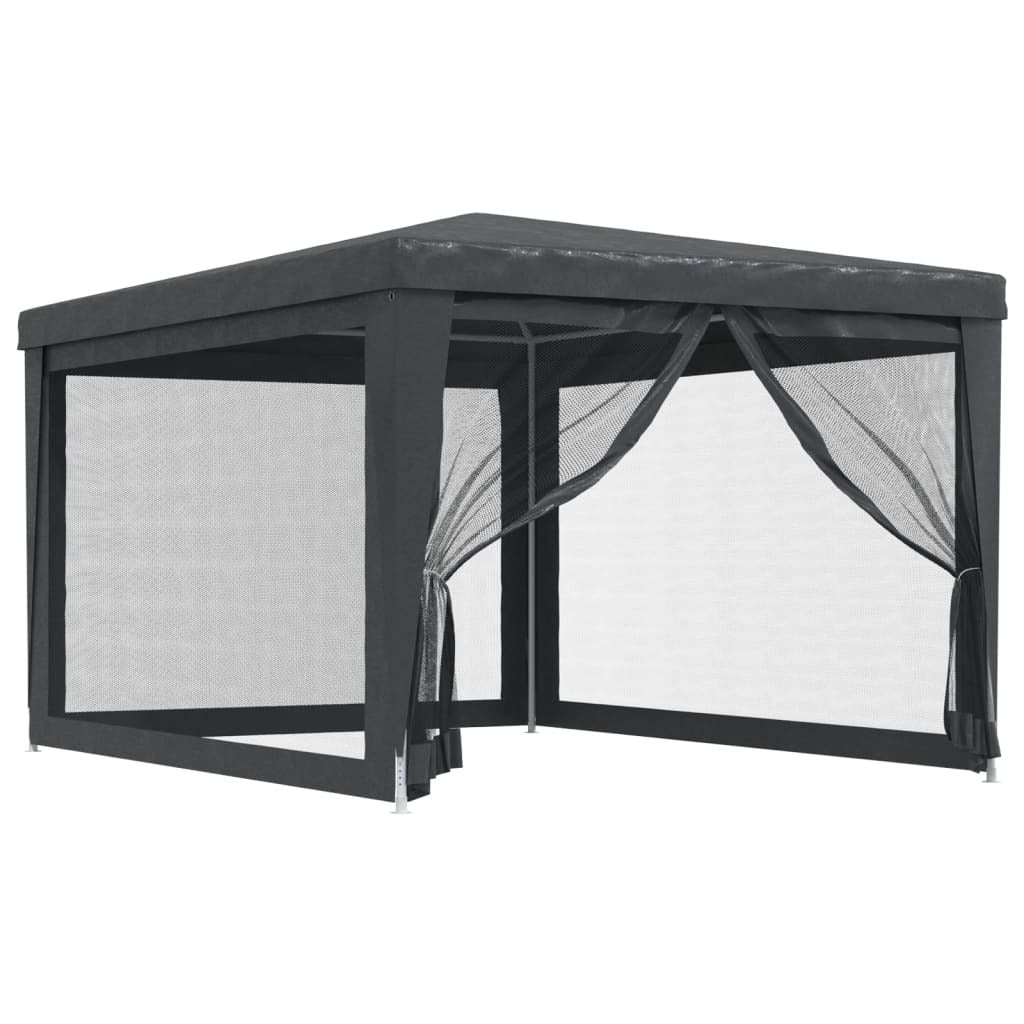 Party Tent with 4 Mesh Sidewalls Anthracite 9.8'x13.1'HDPE