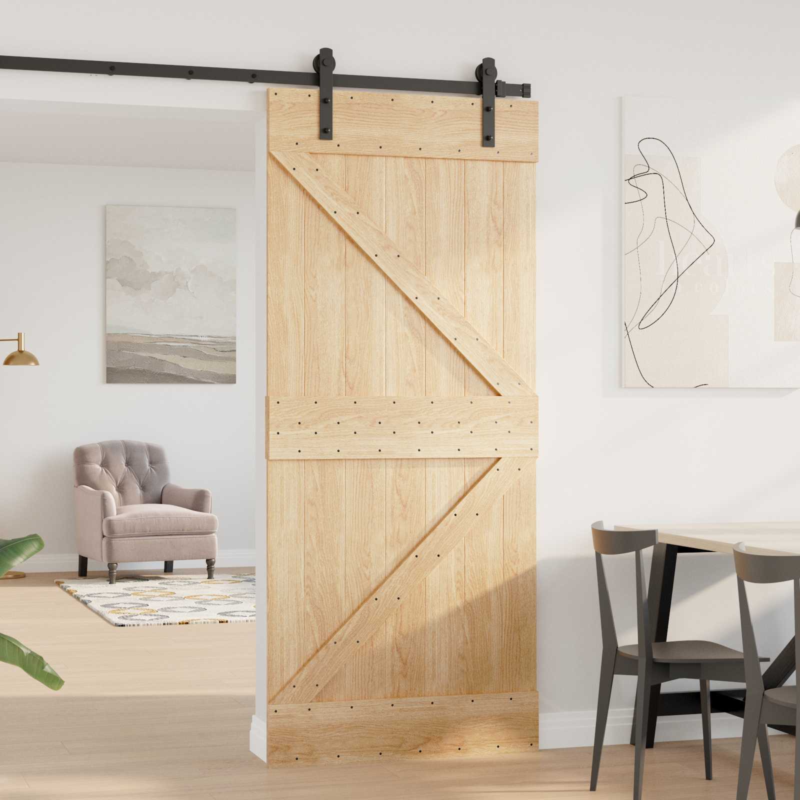 | Door | NARVIK Natural 35.43 x 82.68 in Solid Pine Wood