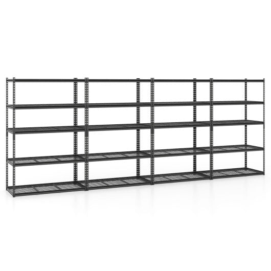 5-Tier Metal Shelving Unit 2000 lbs Capacity with Adjustable Wire Racks Set of 4 - Color: Black - Size: Set of 4