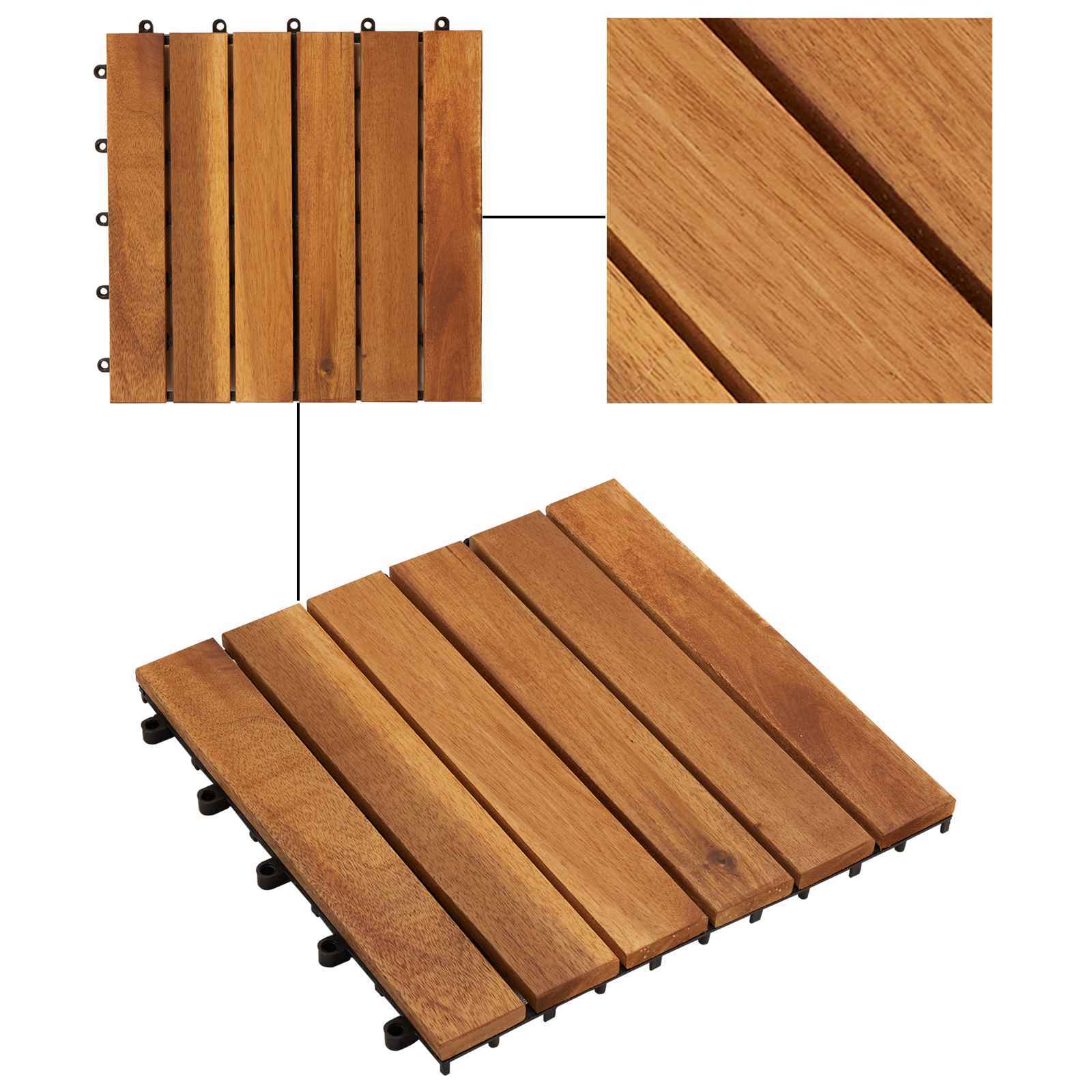 | Decking Tile | 10 pcs Brown 11.81 x 11.81 in Acacia Hardwood