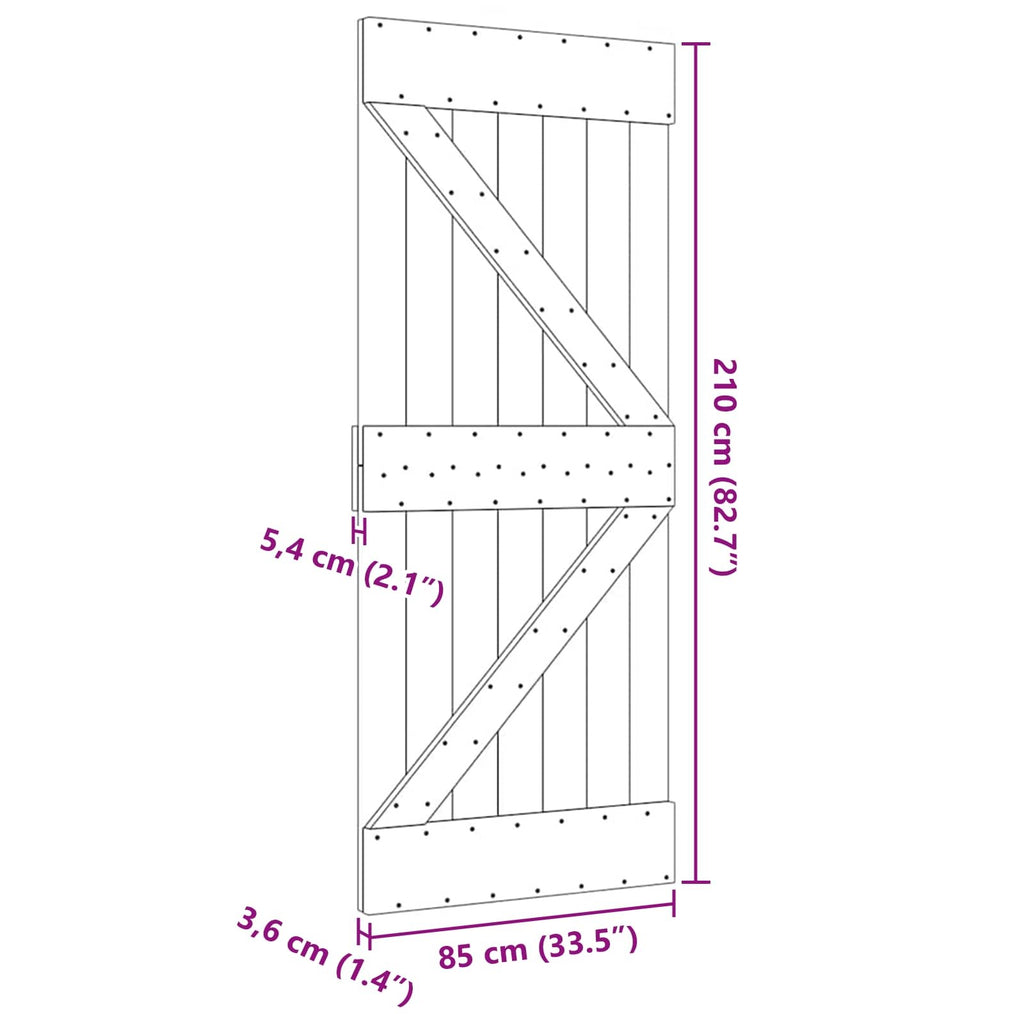 | Door | NARVIK Natural 33.46 x 82.68 in Solid Pine Wood