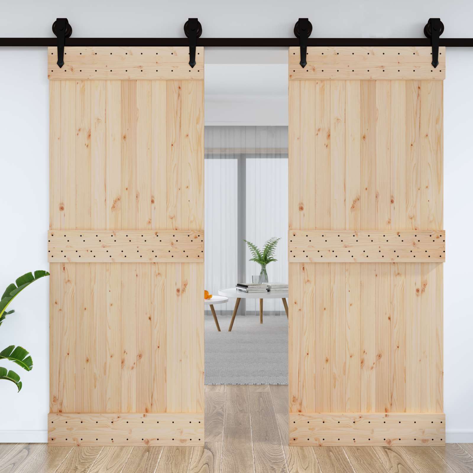 | Door | NARVIK Natural 35.43 x 82.68 in Solid Pine Wood