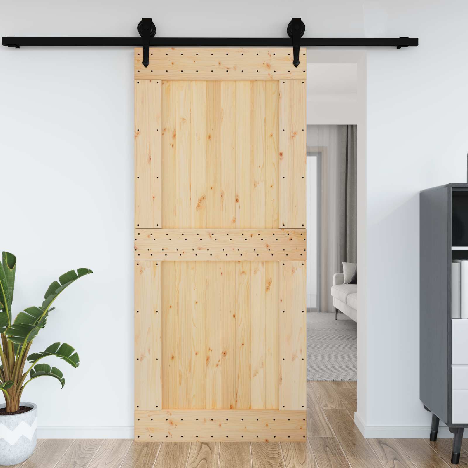 | Door | NARVIK Natural 39.37 x 82.68 in Solid Pine Wood