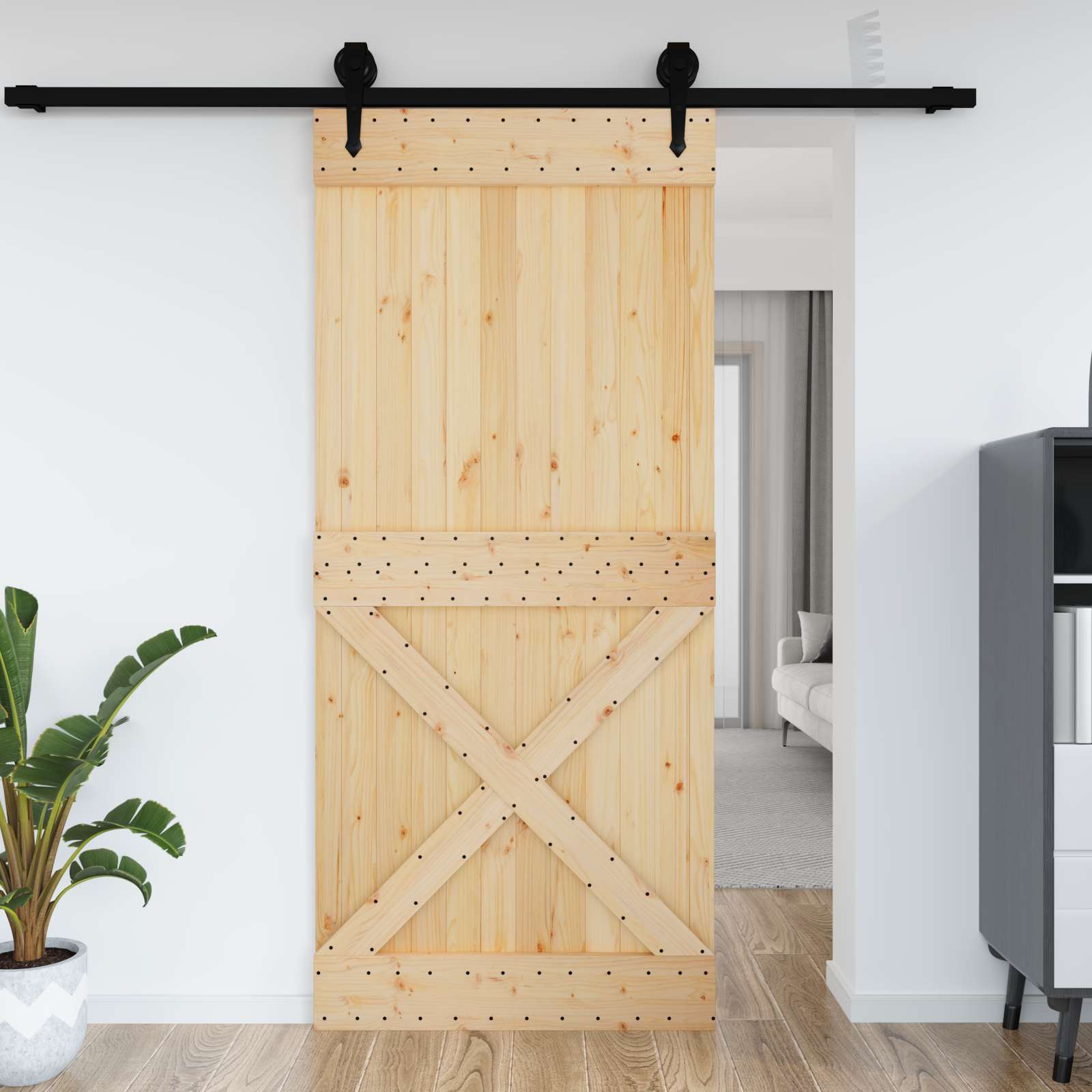 | Door | NARVIK Natural 39.37 x 82.68 in Solid Pine Wood