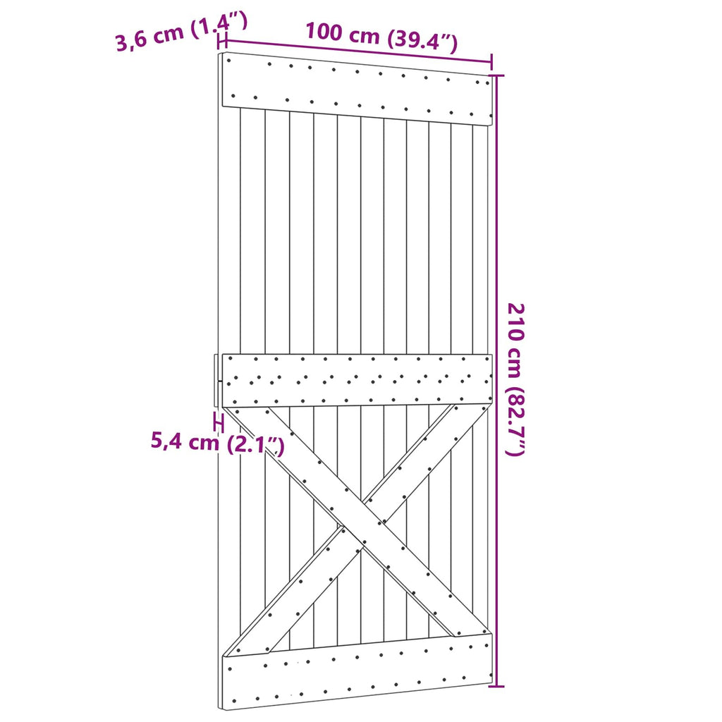 | Door | NARVIK Natural 39.37 x 82.68 in Solid Pine Wood