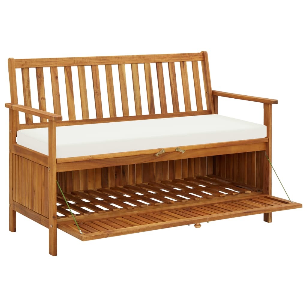Patio Storage Bench Solid Acacia Wood 47.2"x24.8"x33.1