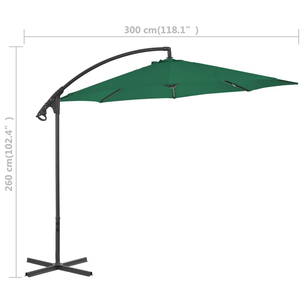 Cantilever Garden Parasol with Steel Pole 118.1" Green