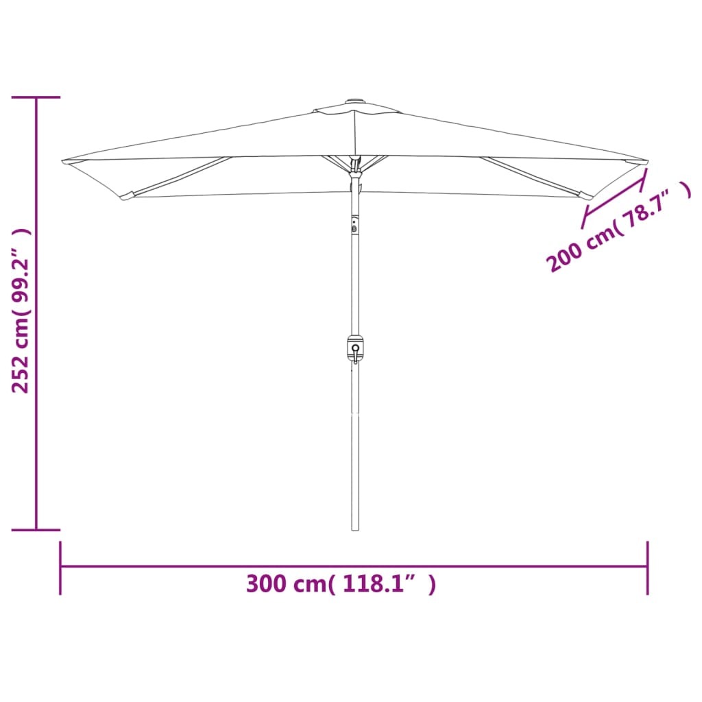 Garden Parasol with Metal Pole 118"x78.7" Azure