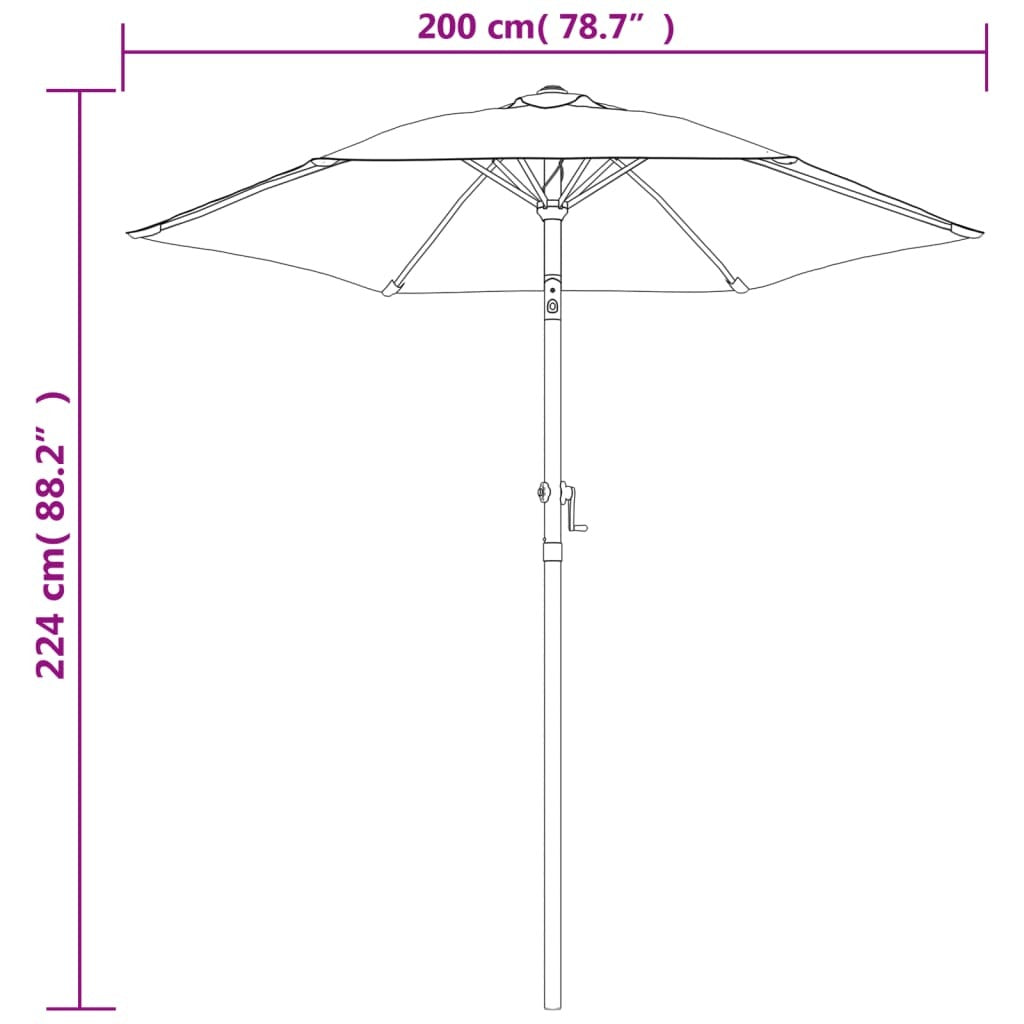 Garden Parasol Black 78.7"x88.2" Aluminum