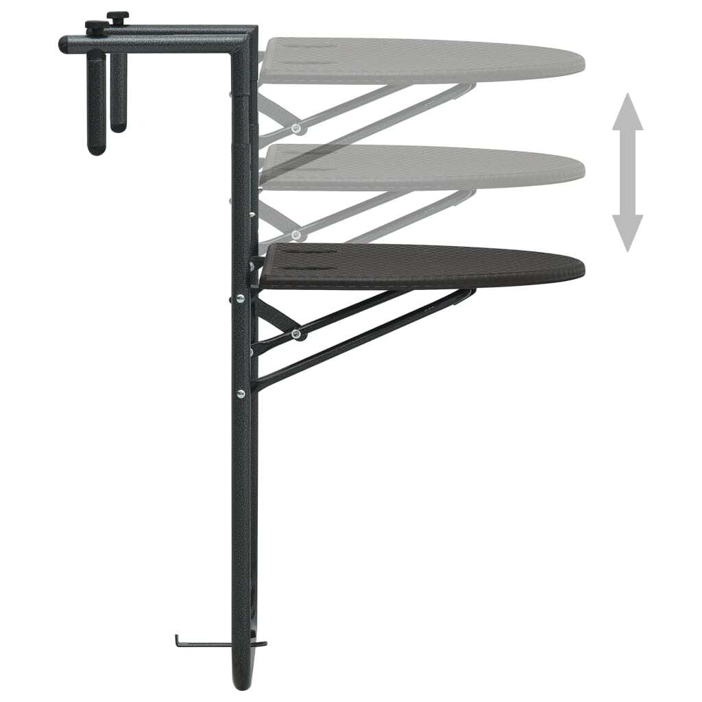 Hanging Balcony Table Brown 23.6"x25.2"x32.9" Plastic Rattan Look