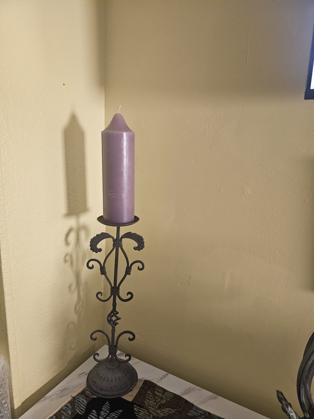 Vintage very patinaed French gothic floor standing Candel Apara