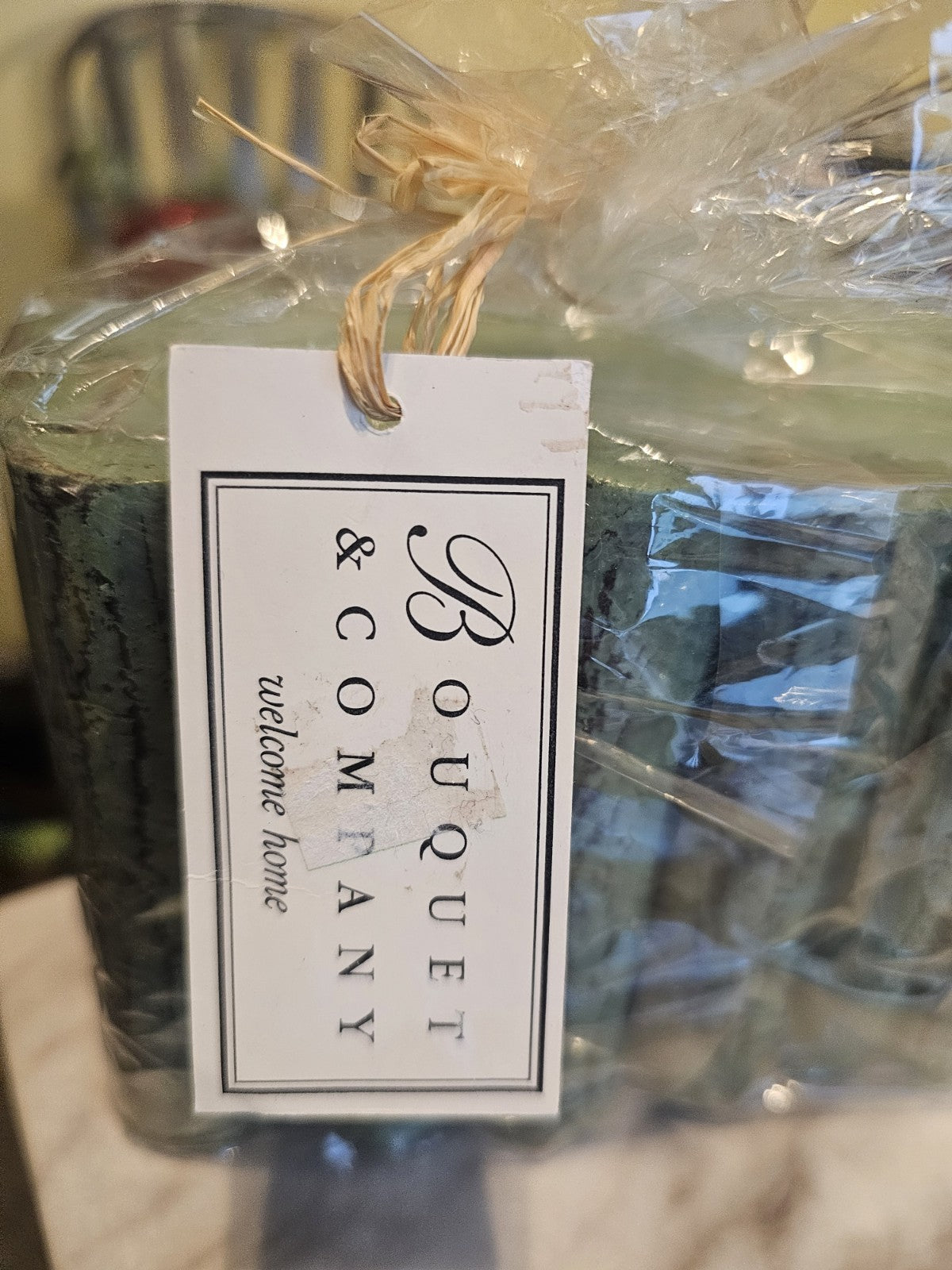 Candle Bouquet & Company green log looking candle 2 wick
