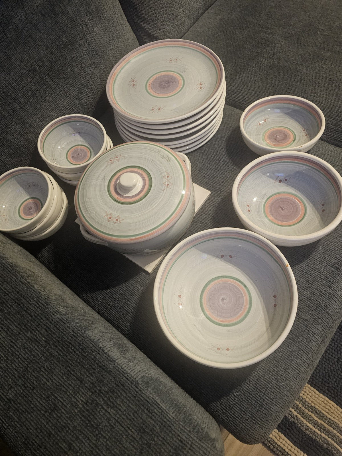 Italian 19-piece Vintage Pfaltzgraff dinner ware hand painted and discontinued