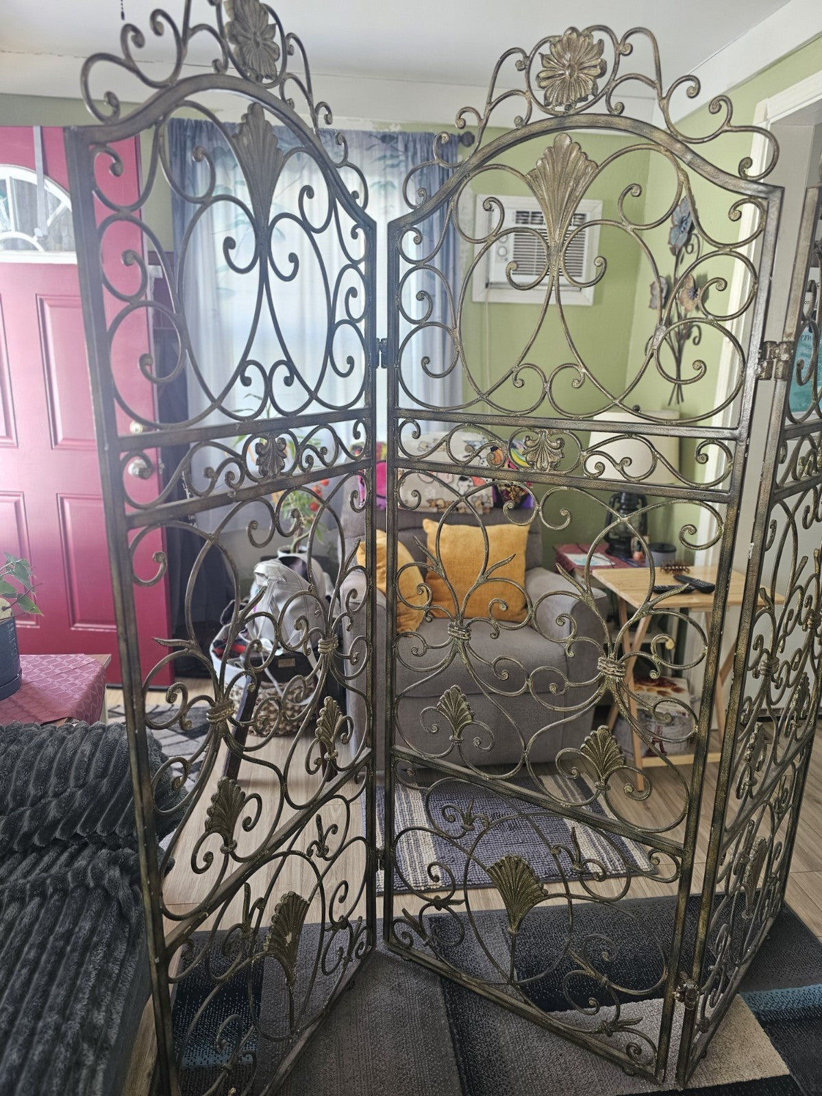 Vintage Wrought Iron 3-piece room divider VERY HEAVY