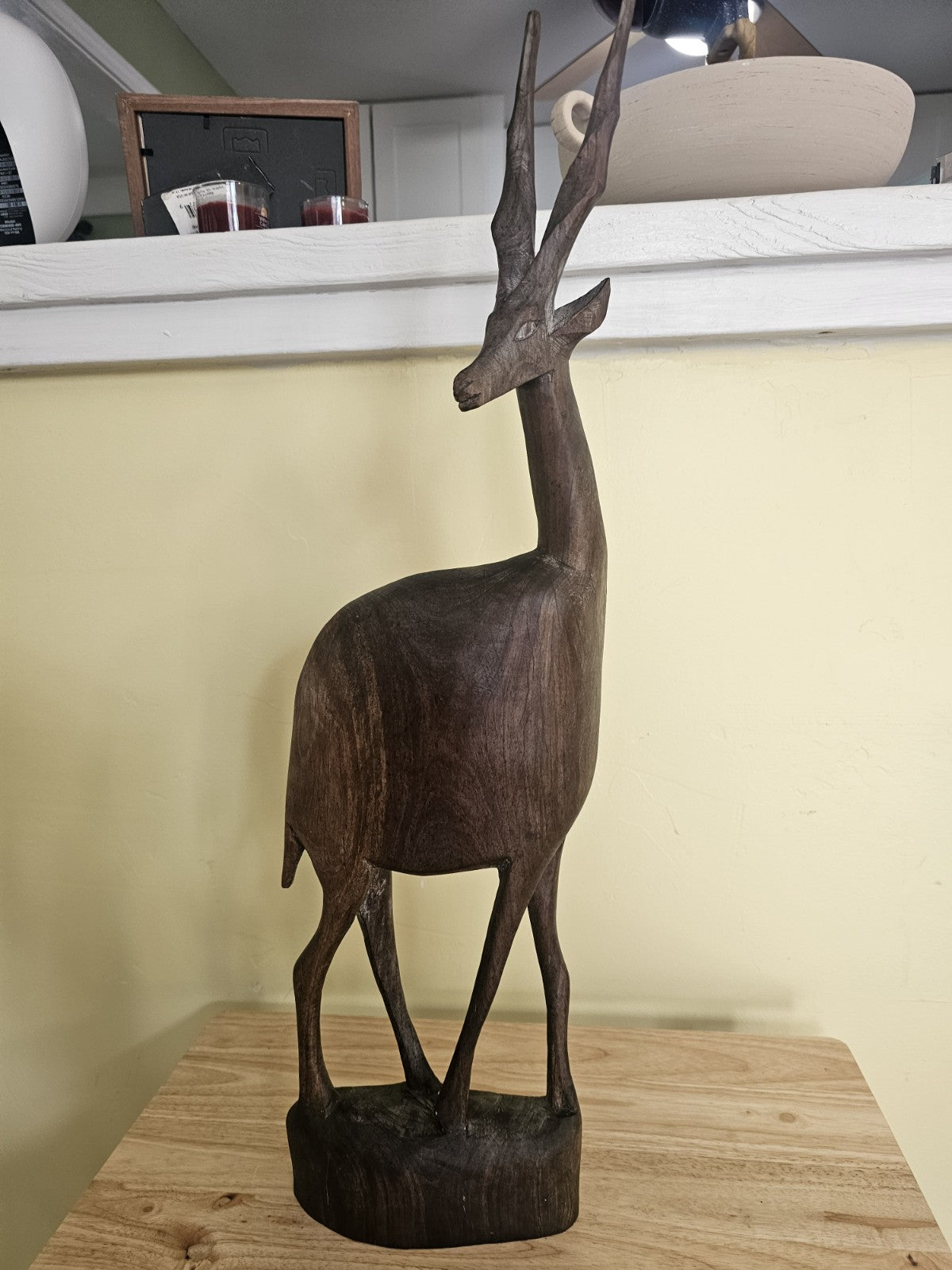 Vintage handcarved Gazelle very tall 7"x24"