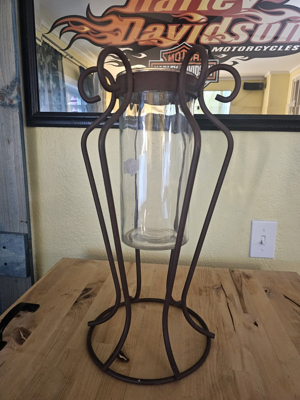 clear glass hurricane candle holder