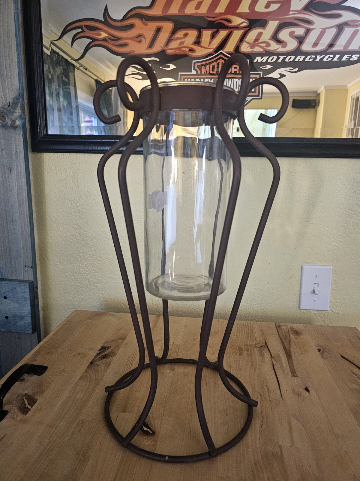 clear glass hurricane candle holder