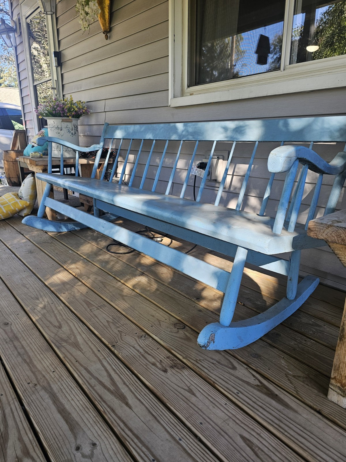 Vintage Early American Nanny Rocker at the very least 75 years old country blue
