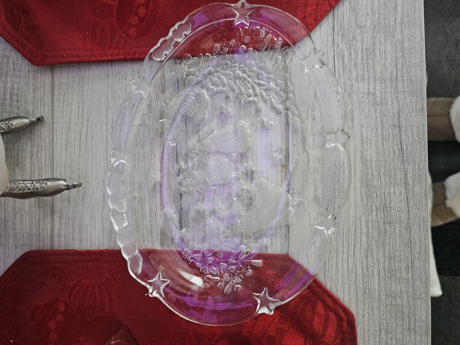 Misc partially frosted and clear mini serving platter angels with goodies
