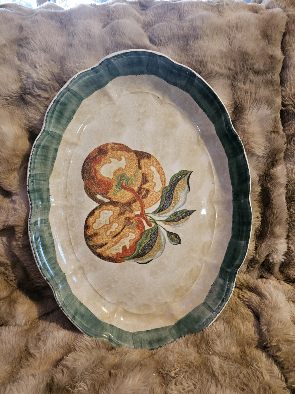 Plate Italian Oval Magnificent Fruit themed huge platter 18 x 13 1/2 Gorgeous
