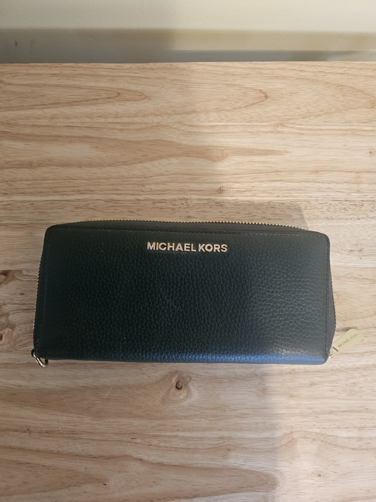 Wallet Michael Kors Jet Set Travel Leather Logo Large Double Zip Wristlet.