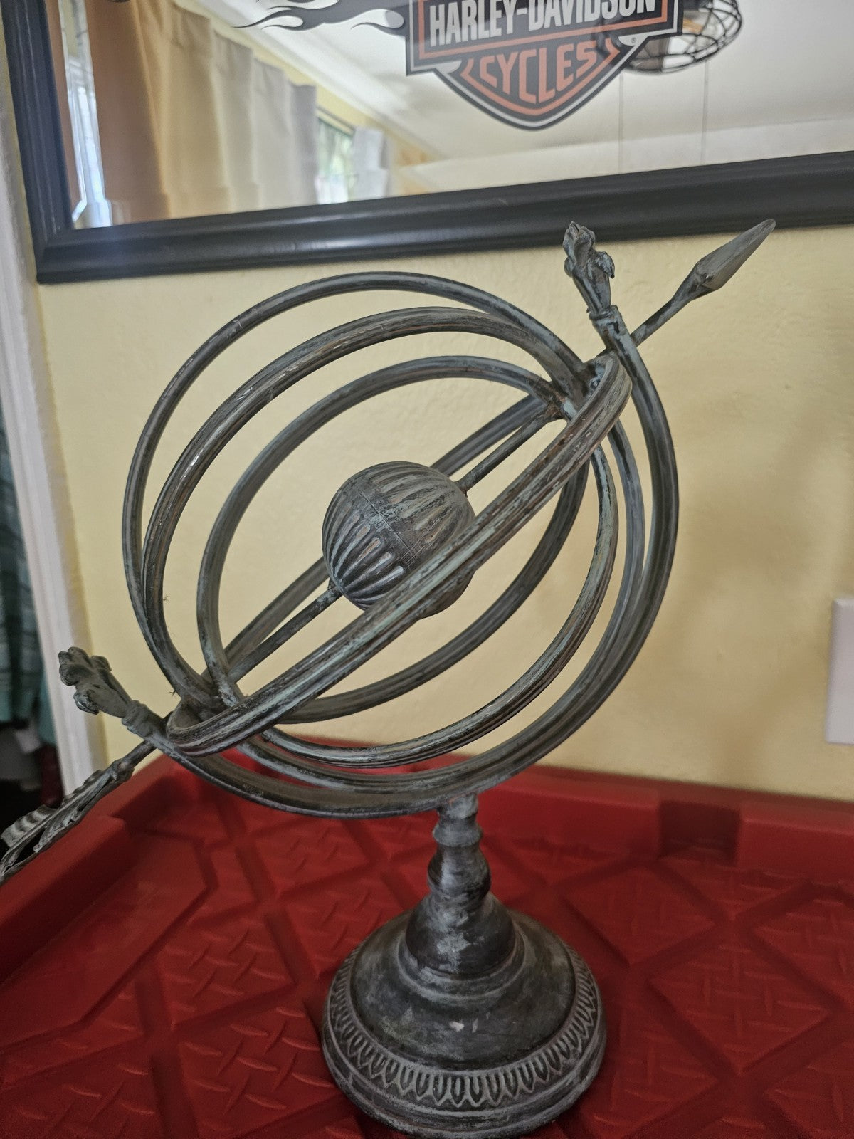 Vintage Wrought Iron armillary sphere or decorative sundial piece of art