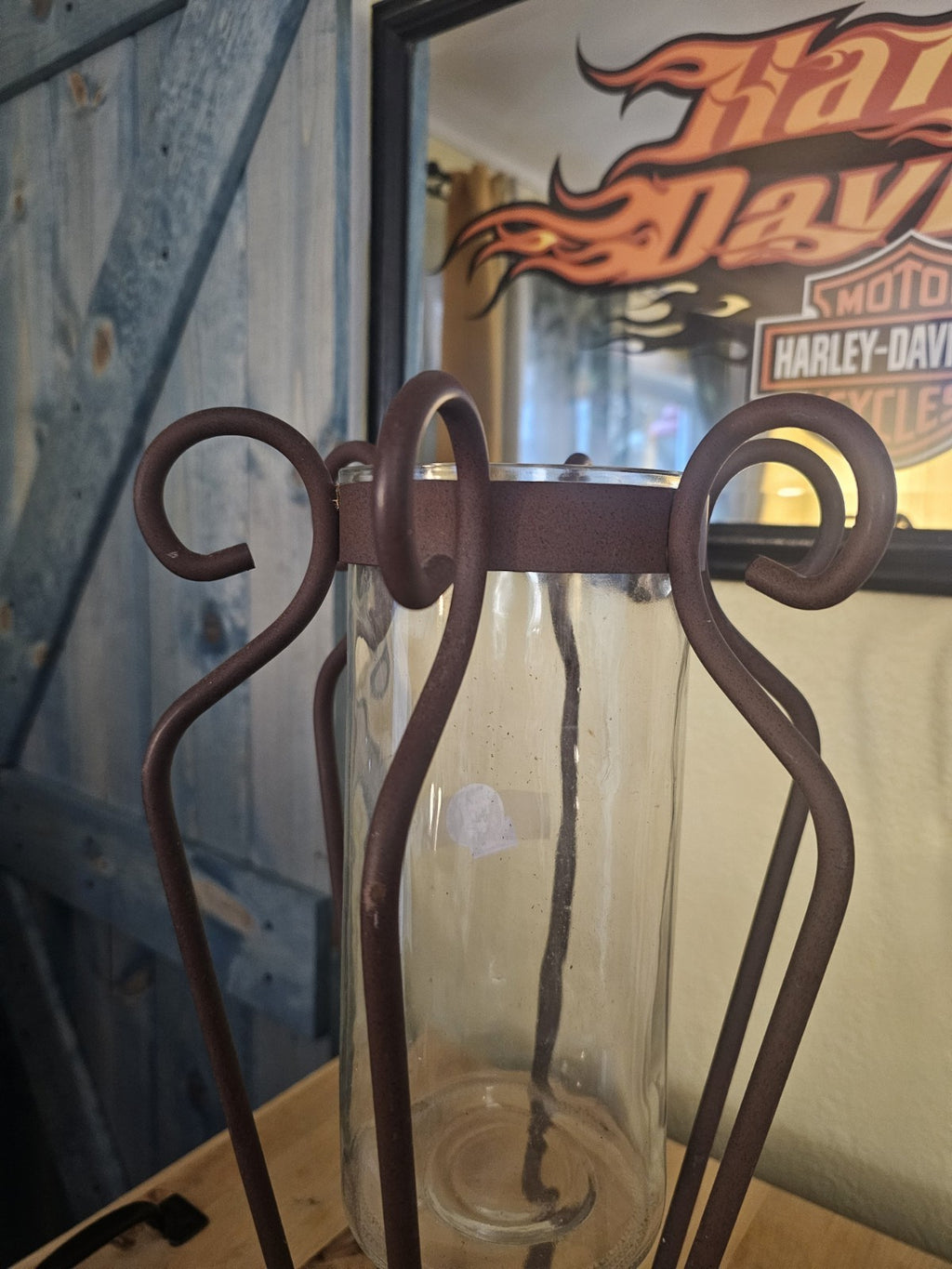 clear glass hurricane candle holder