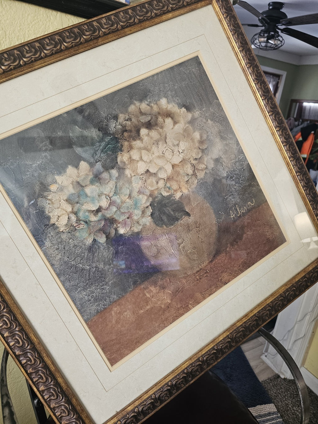 Painting by Albena Hristova floral Hydrangea table piece