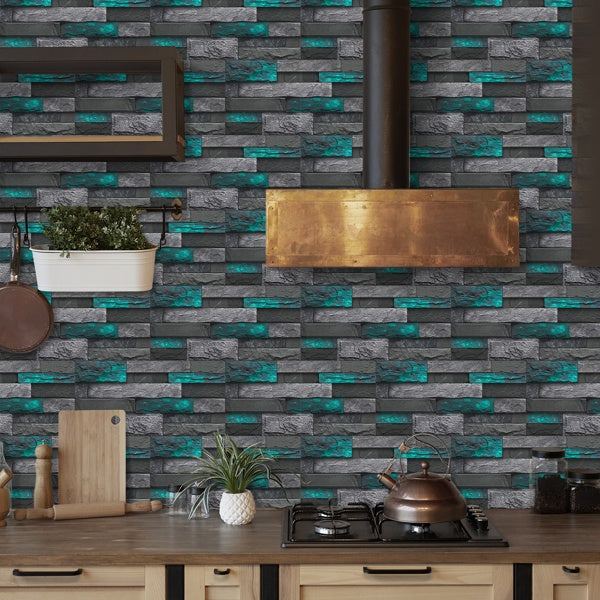 Modern Green Marble Stone Tile Peel And Stick Wallpaper Removable Self-Adhesive Wall Sticker Wallpaper PVC Home Decoration