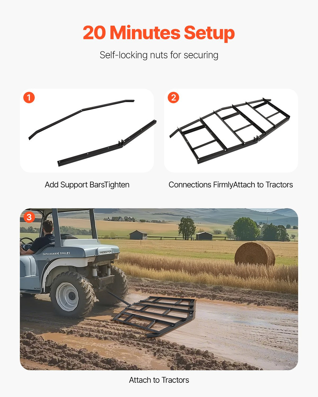 Drag Harrow Width Tow Behind Drag Harrow Steel Gravel Grader ATV UTV