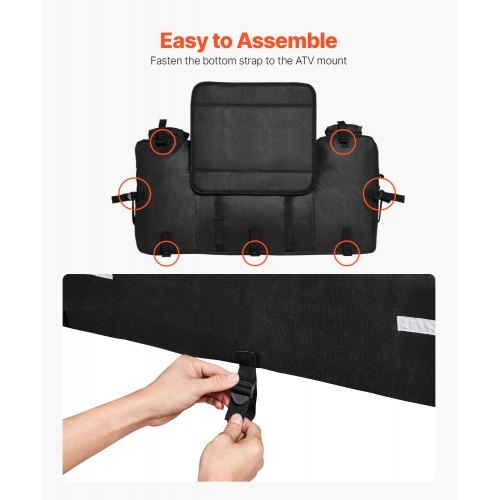 ATV Rear Storage Bag, 60L ATV Rear Cargo Storage Bag with Backrest & Waterproof Cover, 600D Oxford Cloth Rear Seat Gear Bag Fit Most ATVs with Rear Rack, Compatible with ATV, UTV, Can-Am Vehicle