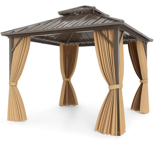 The Complete Outdoor Living Bundle: Hardtop Gazebo and 4-Piece Rattan Lounge Set