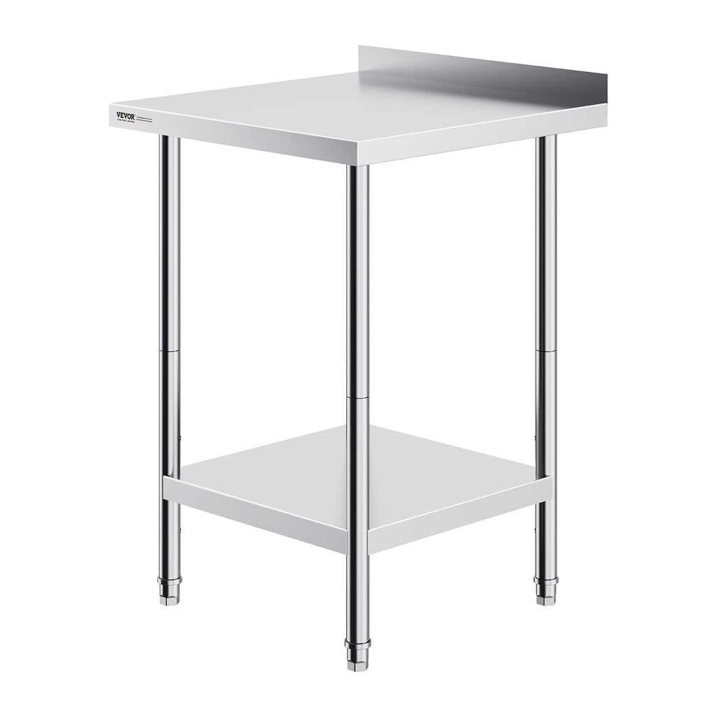 24 x 24 x 36 Inch Stainless Steel Work Table, Commercial Food Prep Worktable Heavy Duty Prep Worktable, Metal Work Table with Adjustable Height for Restaurant, Home and Hotel