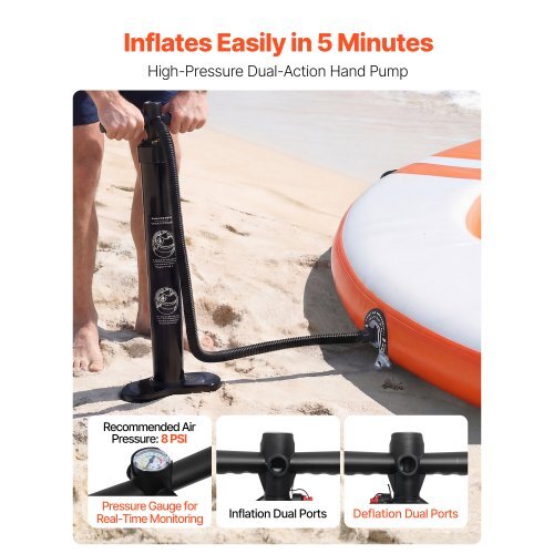 Inflatable Floating Dock, 10 FT Inflatable Dock Platform, Non-Slip Water Air Mat with Portable Carrying Bag & Detachable Ladder, Floating Water Platform Island Raft for Pool Beach Ocean, Orange