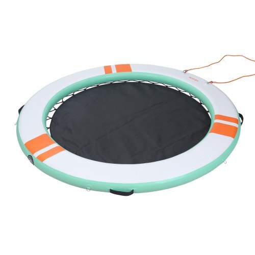 Inflatable Floating Dock, 10FT Round Inflatable Dock Platform, Non-Slip Water Floating Mat with Portable Carrying Bag & Detachable Ladder, Platform Island Raft for Pool Beach Ocean