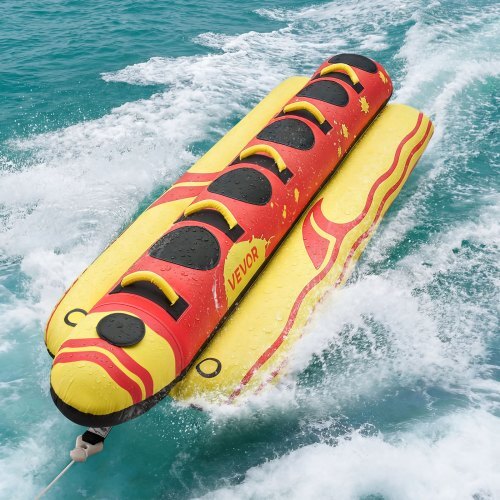 Towable Tubes for Boating, 5 Riders Inflatable Boat Tubes and Towables, 850 lbs Capacity Water Sport Tube for Boat to Pull - with Full Nylon Cover, Padded Grip Handles & Safety Valve