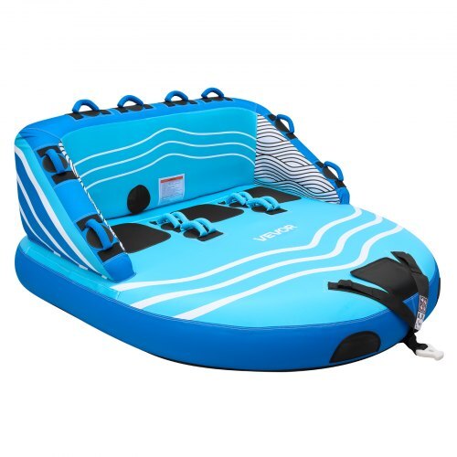 Towable Tubes for Boating, 3-Rider Inflatable Towable Tube for Boat to Pull, 510 lbs Capacity Water Sports Boating Tubes - with Full Nylon Cover, Dual Tow Points, Safety Valve & Padded Handles