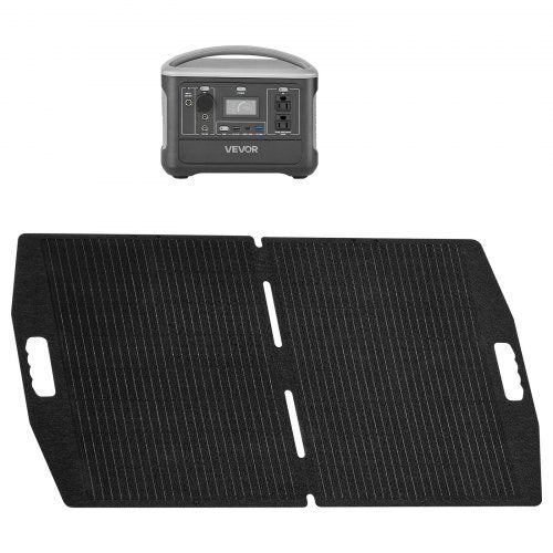 Portable Power Station with 100W Solar Panel, 600W Solar Generator Power Station, 493Wh LiFePO4 Battery Backup with 8 Output Ports for Home Emergency, Outdoor Camping, RV Travel