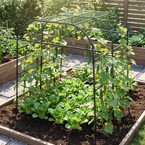 7.5 FT Tall Metal Garden Arch Trellis for Climbing Plants Outdoor-Black - Color: Black