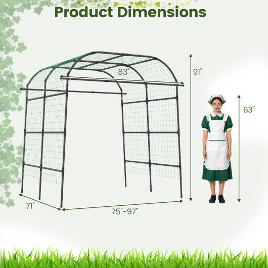 7.5 FT Tall Metal Garden Arch Trellis for Climbing Plants Outdoor-Black - Color: Black