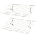 Closet Shelves Wall Mounted Set of 2 Metal Wire Shoe Racks - Color: White