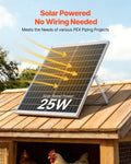 Solar Powered Fan, 25W Solar Panel with 4 Fans, Adjustable Solar Panel Angle, 2668 RPM High-Speed, Flexible Installation, Fast Air Exchange for Greenhouse, Grow Tents, Chicken Coops, Shelters