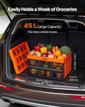 Plastic Collapsible Storage Bins, 45L 6 Packs, Stackable Folding Storage Crates with Handles, Holds 33 lbs Per Bin, Foldable Heavy Duty Containers, Space-Saving Baskets, for Home Organizing