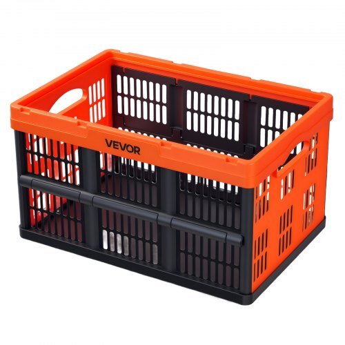 Plastic Collapsible Storage Bins, 45L 6 Packs, Stackable Folding Storage Crates with Handles, Holds 33 lbs Per Bin, Foldable Heavy Duty Containers, Space-Saving Baskets, for Home Organizing